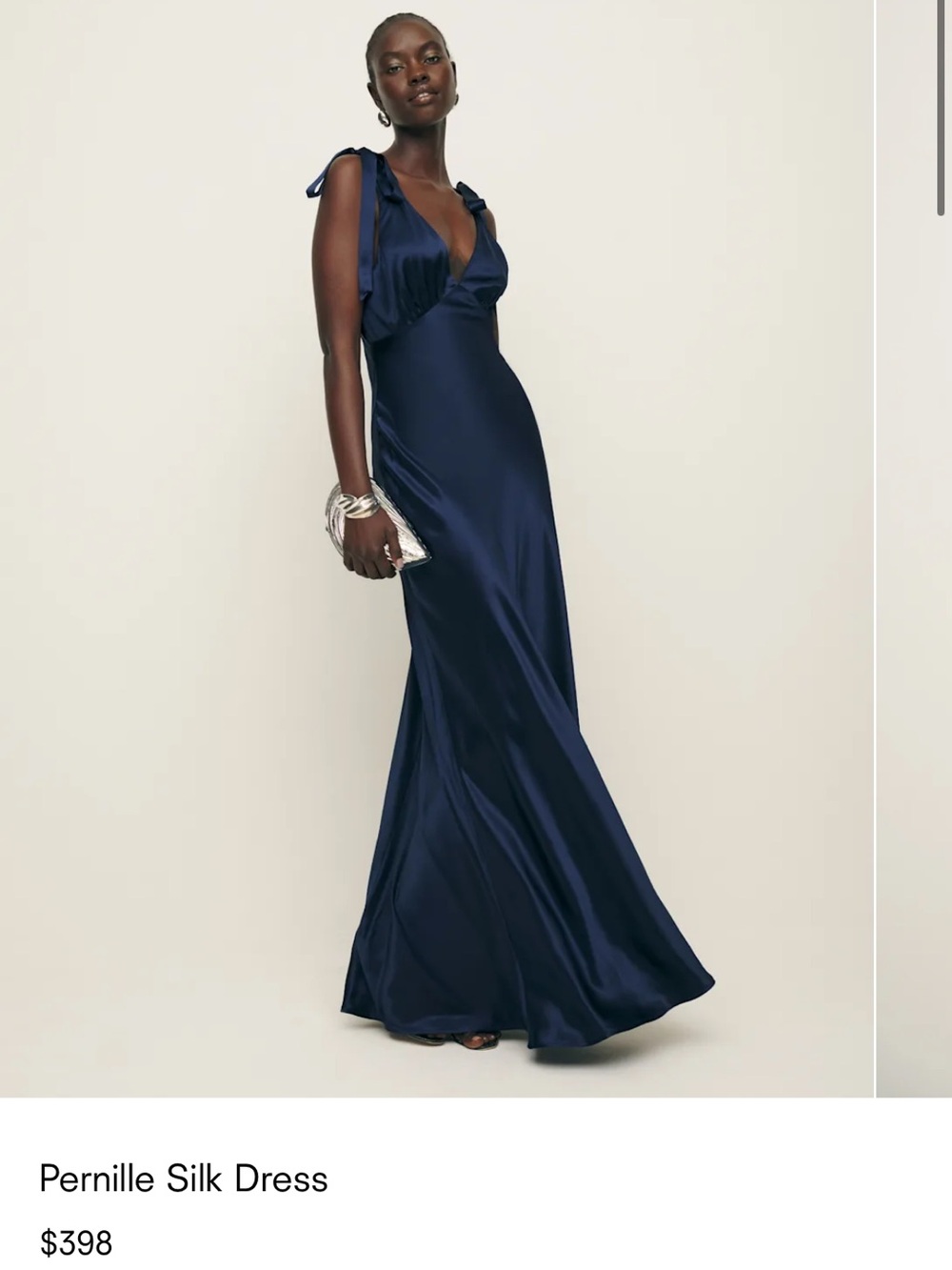 Reformation Pernille Silk Maxi Dress in Navy